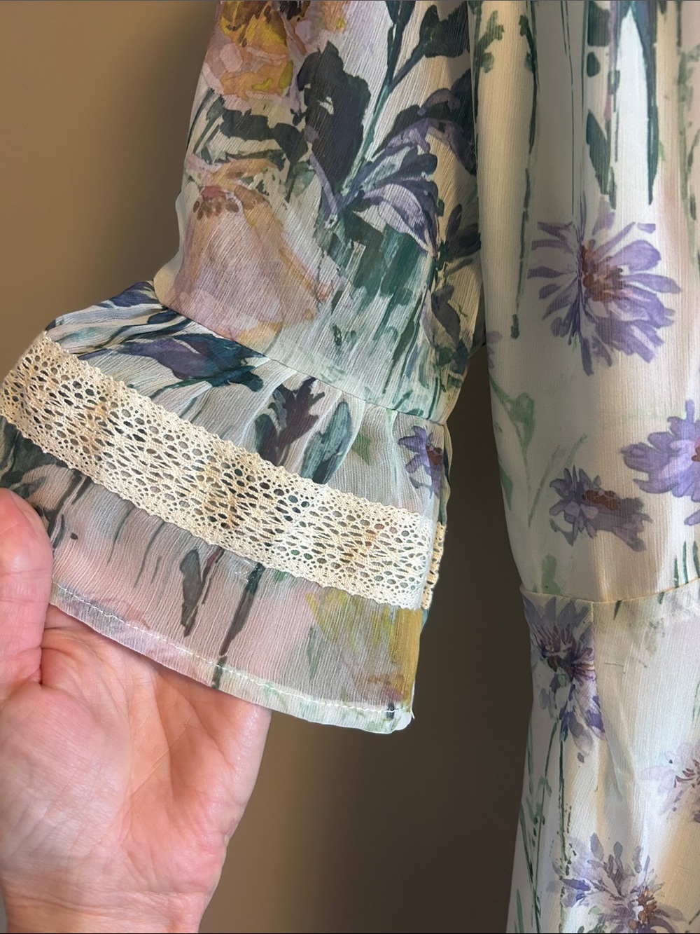 White Floral Wrap Maxi Dress with Pastel Blooms - Picture 3 of 7